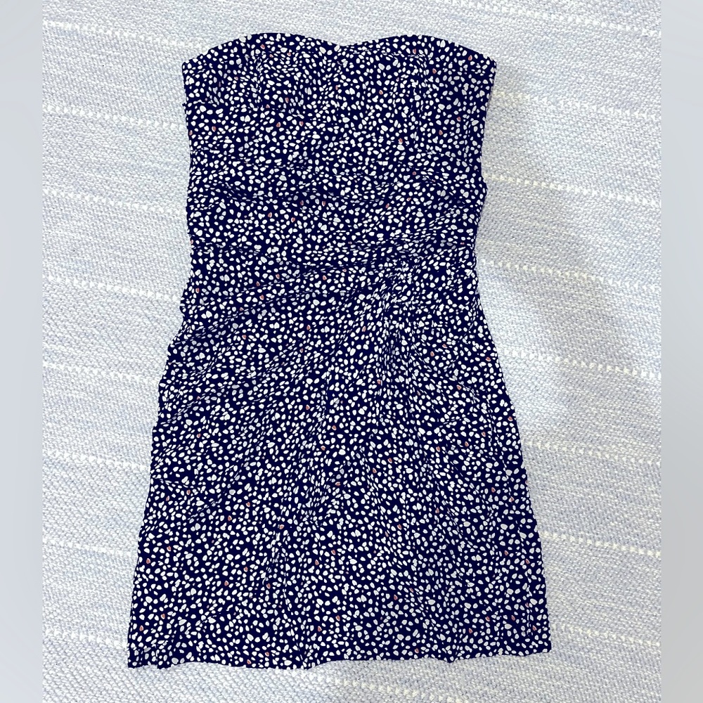 Club Monaco Strapless Dress, navy printed, size 4